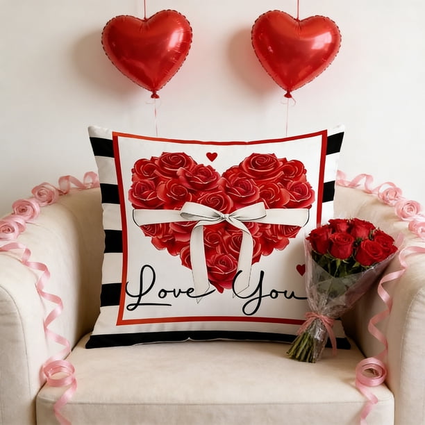 Decoraciones para San Valentín, adornos para San Valentín, regalos para San Valentín, fundas de almohada para San Valentín con motivos en forma de corazón, cojines para sofá, decoración de ambiente fe