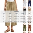 thumbnail image 3 of LEAVINGSUO Linen Pants for Women Solid Color Casual Decorative Button Drawstring Capri Trousers Brown XXL, 3 of 8