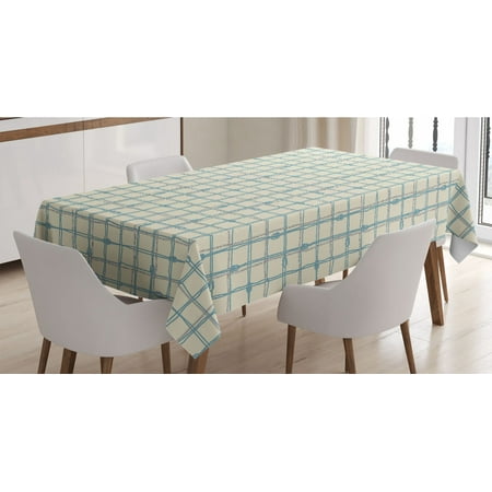 

Nautical Blue Tablecloth Maritime Pattern of Marine Shapes Shape as Squares Printed Design Rectangle Satin Table Cover for Dining Room and Kitchen 60 X 90 Eggshell Pale Taupe by Ambesonne