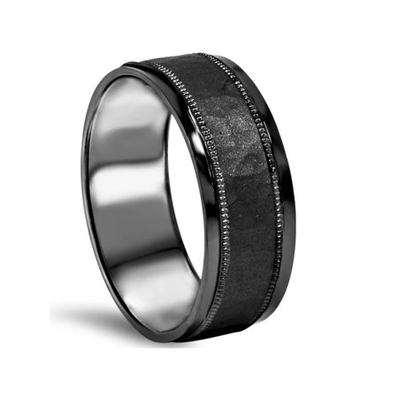 Pompeii3 8mm Hammered 10k Black Gold Mens Wedding Band Walmart Com Walmart Com