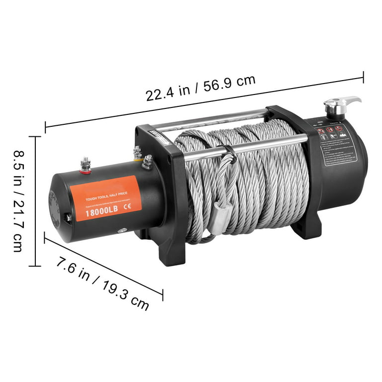 BENTISM Electric Winch, 12V 18,000 lb Load Capacity Steel Rope Winch, IP67  85ft ATV Winch with Wireless Handheld Remote