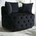 thumbnail image 5 of 40.6 In. Width Black Velvet Chair - Foam Filled For Cozy Living Space Stylish Room, 5 of 6