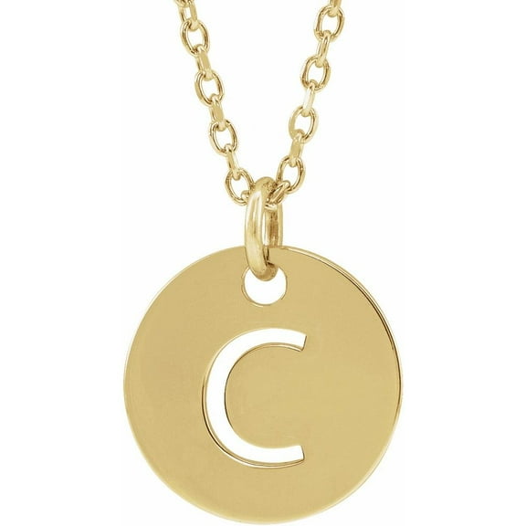 Precious Stars Unisex 18K Yellow Gold-Plated Sterling Silver Initial C Dangle Disc Necklace