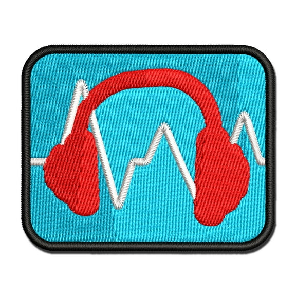 Headphones Ear Solid Applique Multi-Color Embroidered Iron-On Patch - 2.5 Inch Small