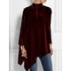 thumbnail image 2 of Blusa de talla grande con dobladillo irregular para mujer, camiseta de manga larga de terciopelo retro a la moda de otoño, top asimétrico holgado informal con cuello alto, 2 of 4
