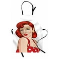 thumbnail image 1 of Pin up Girl Apron, Vintage Portrait of a Ginger Lady with Retro Style Rolled Hair, Unisex Kitchen Bib with Adjustable Neck for Cooking Gardening, Adult Size, Pale Peach Scarlet, by Ambesonne, 1 of 4