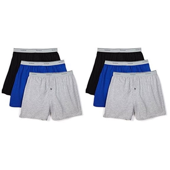 Fruit of the Loom Men's 6-Pack Knit Boxer Shorts Boxers Cotton Underwear - 2X-Large, Assorted