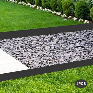 Miumaeov Landscape Edging 4pc 40 x 6 Inch Bendable Metal Garden Barrier Lawn Border Black