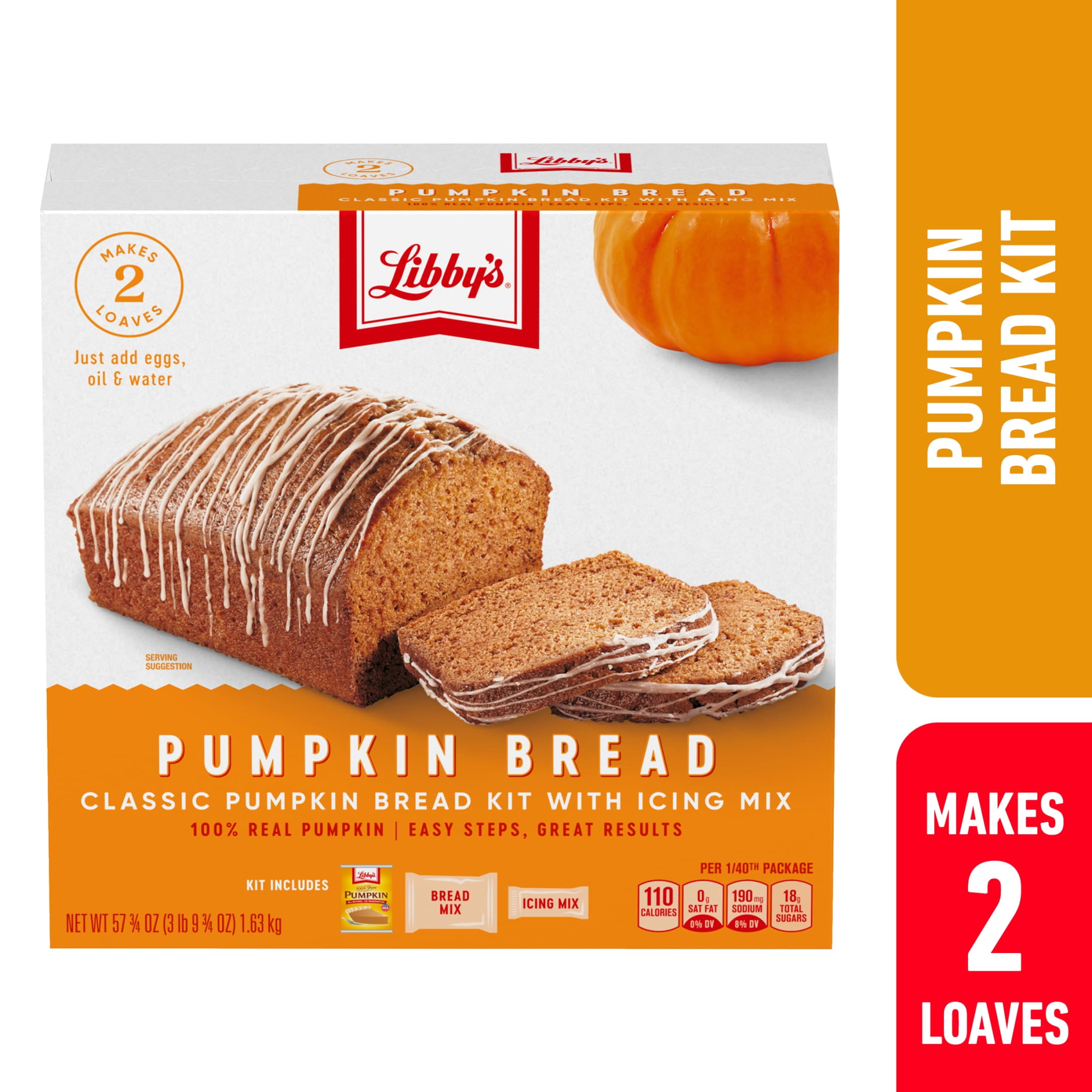 Libby's Pumpkin Bread Kit With Icing Baking Mix Dessert, 57.75 oz Box
