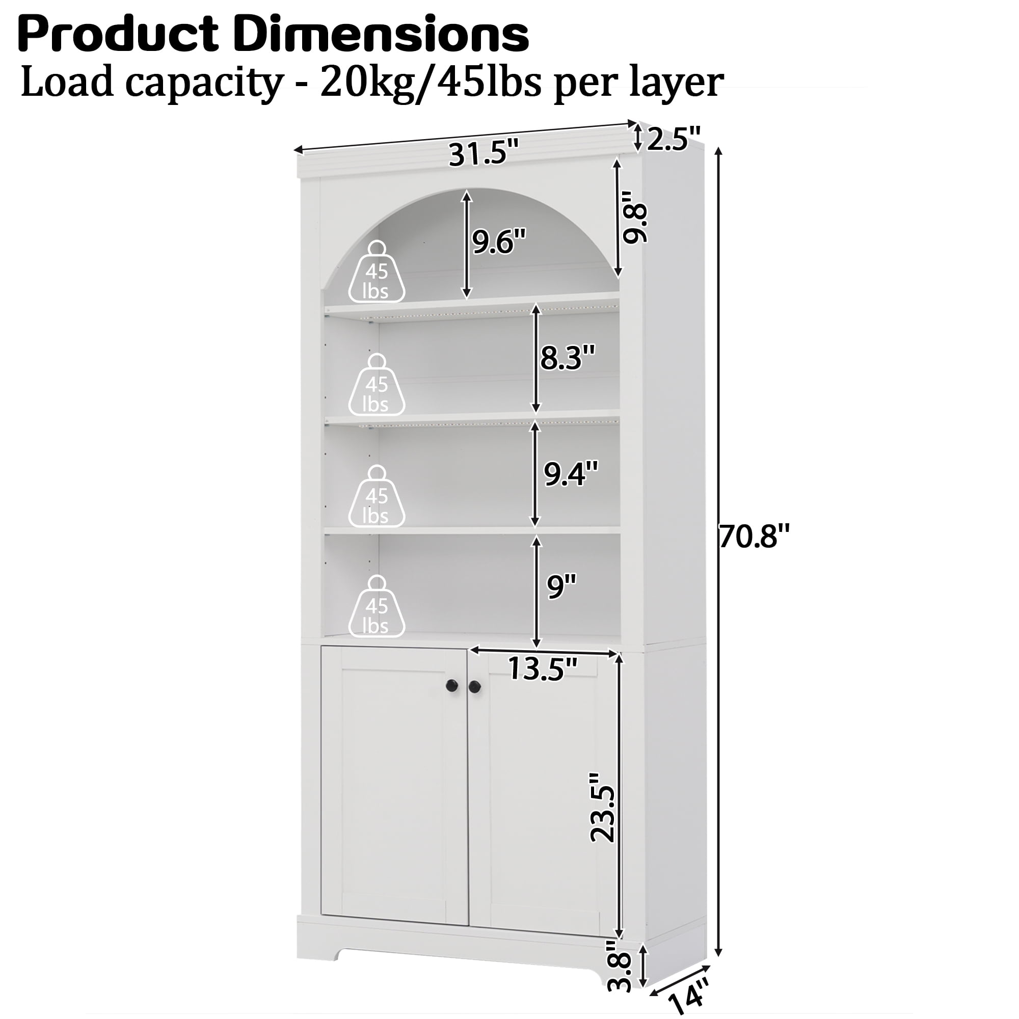 71" Tall Bookshelf Suite with 4-layer LED Lightings, 2 Piece Bookcase with Open Adjustable Shelves