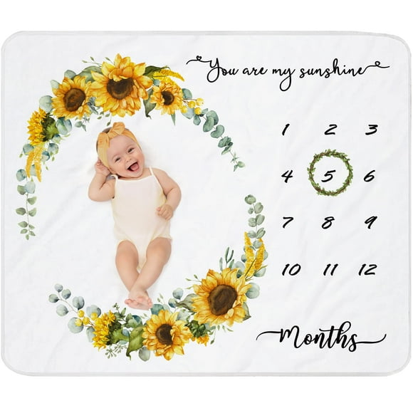 Manta Baby Milestone Fundich, 115 x 100 cm, diseño de girasol
