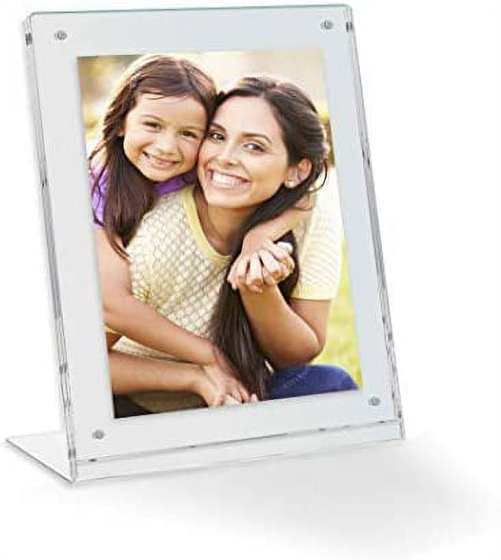 5X7 Acrylic Floating Picture Frame Table Stand With Chrome