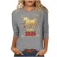 thumbnail image 3 of TaTaai Womens New Year Celebration 2026 Print Three Quarter Sleeve Top Round Neck Casual Blouse Holiday Festival Party Wear Gift, 3 of 5