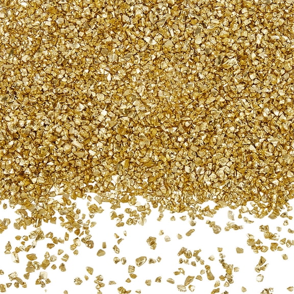 1 Box 150G Gold Glass Chips Crushed Crystals Bulk Irregular Broken Chunky Metallic Sprinkles Flakes Small Glitter Decoration Pieces for Nail Arts