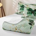 thumbnail image 4 of Homewish Watercolor Butterfly Bed Spread Queen, Chic White Blossoms Queen Coverlet Set, Green, 3pcs 1 Quilt and 2 Pillowcases, 4 of 7