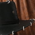 thumbnail image 5 of QSAWXQZ Men's Faux Leather Cowboy Hat Wide Brim with Bull Skull Ornament Halloween Hat Free Size, 5 of 5
