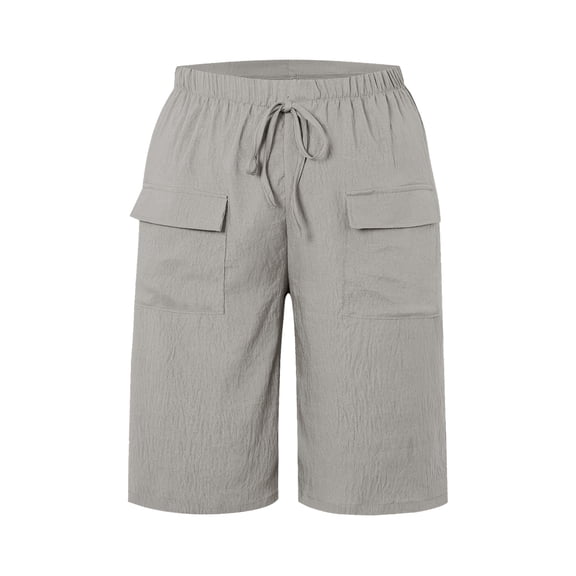 Womens Short Style with Pockets Casual Shorts for Women Summer Relaxed Fit Five Point Length Light Gray L