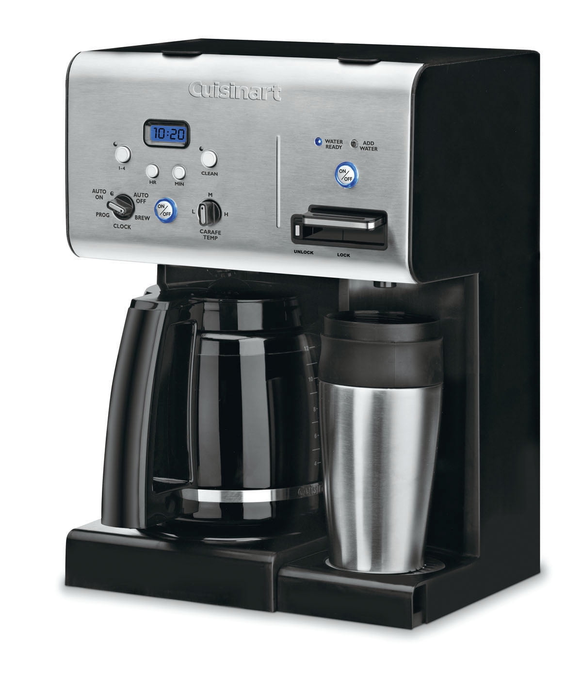 Details about   Cuisinart Coffee Plus 12-Cup Programmable Coffee Maker Hot Water Silver Black 