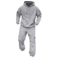 thumbnail image 5 of Havenre Men's Tracksuit 2 Piece Hoodie Sweatsuit Sets Casual Drawstring Long Sleeve Hooded Sweatshirts and Elastic Waist Sweatpants Trendy Cozy Jogging Athletic Suits with Multi-Pockets Gray XL, 5 of 6