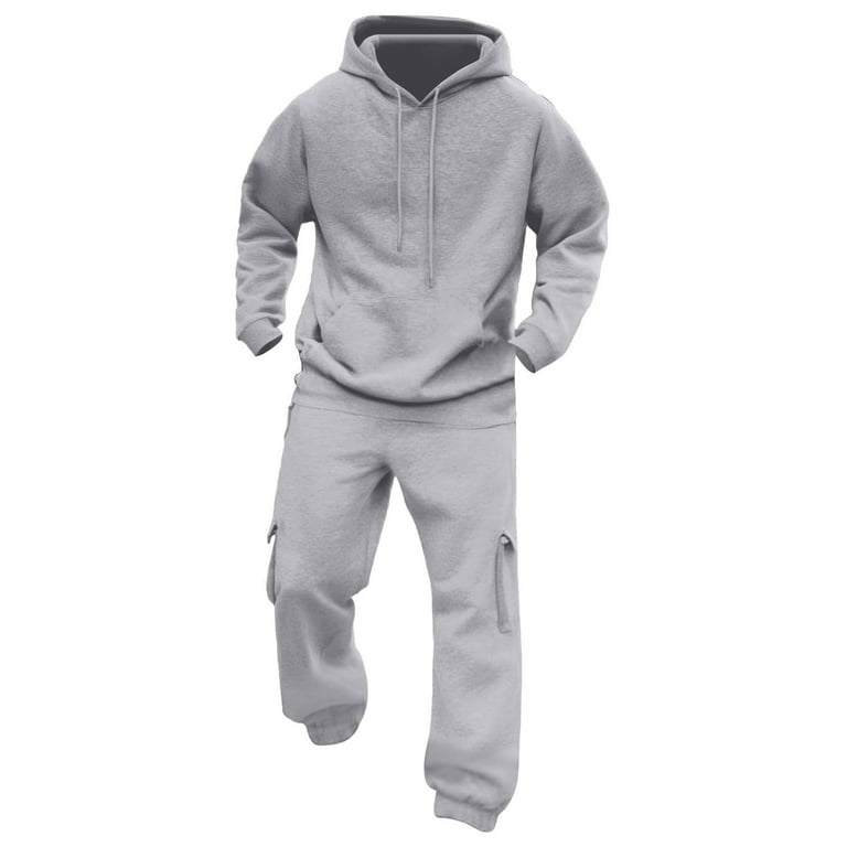 BiZtdJrK Hooded Sets for Men Hiking Jogger 2 Piece Set Drawstring
