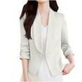 thumbnail image 6 of Womens Blazer Slim Fit 3/4 Sleeve Solid Color Notched Lapel Buttons Business Casual Work Office Jacket Suit Jacket with Pockets, 6 of 6