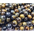thumbnail image 2 of 8mm Blue/Yellow Tiger Eye Round Beads Genuine Gemstone Natural Jewelry Making, 2 of 5