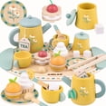 thumbnail image 1 of Juego de comida de madera Tea Set Airlab para niñas de 2 a 6 años, 1 of 9