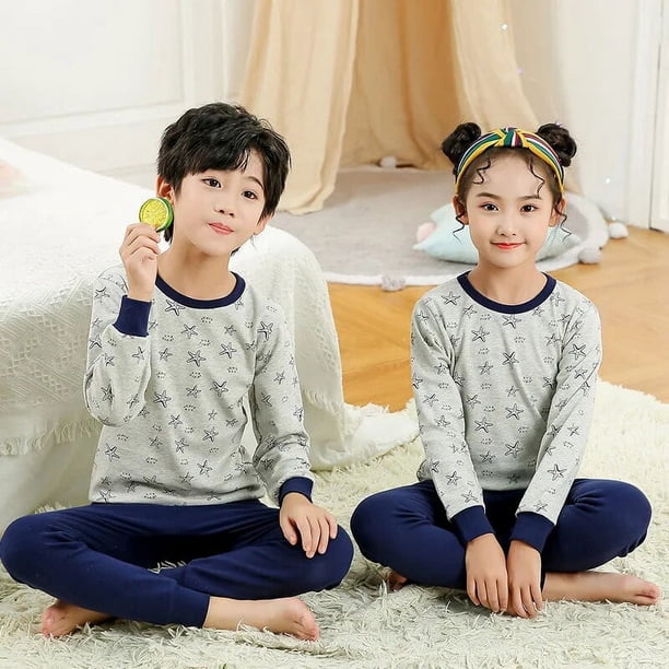 Conjunto de pijama de algodón de manga larga para niños y niñas, ropa de dormir para niños, pijamas de Navidad, pijamas de gato de dibujos animados para niños de 4, 6, 8 y 9 años, Invierno
