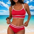 thumbnail image 6 of qucoqpe Women's High Waisted Bikini Sets Two Piece Swimsuits Color Blocking Cheeky High Cut Bathing Suits for Women, 6 of 7