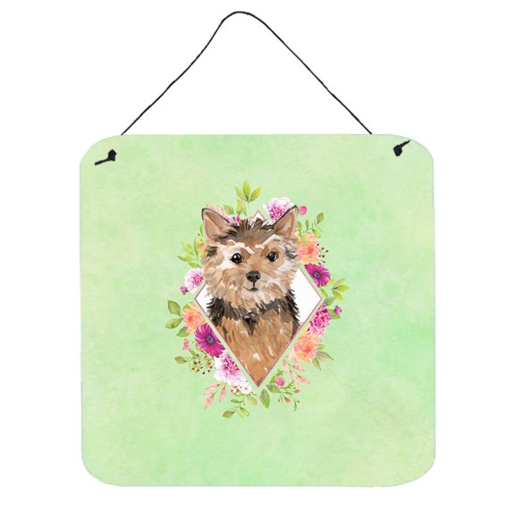 Carolines Treasures CK4380DS66 Norwich Terrier Green Flowers Wall or Door Hanging Prints 6x6 multicolor