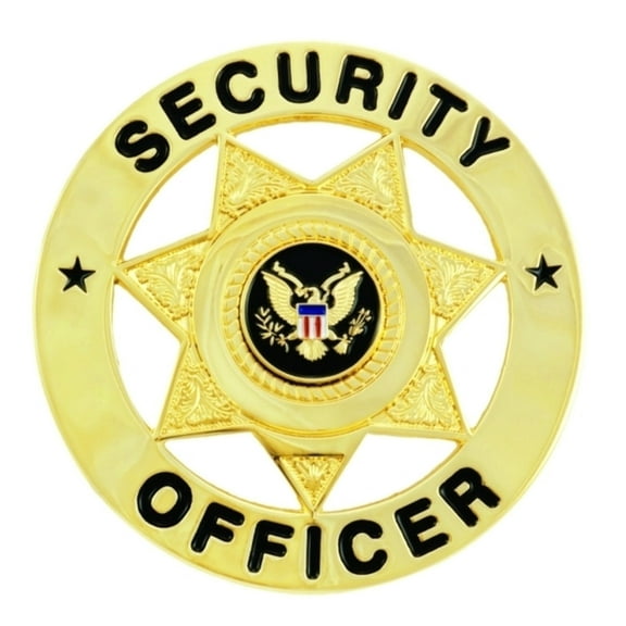 Hero's Pride SECURITY OFFICER Badge, 2" Circle, Gold Finish, Enameled & Plated, 5-Piece Pin Back