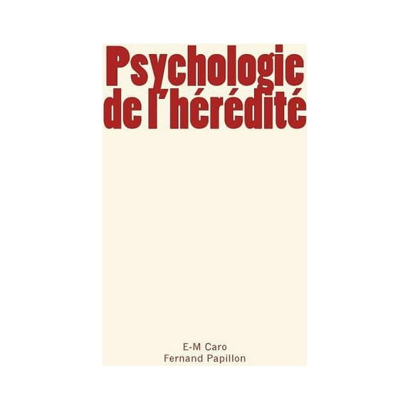 Psychologie de l'hérédité (Paperback)