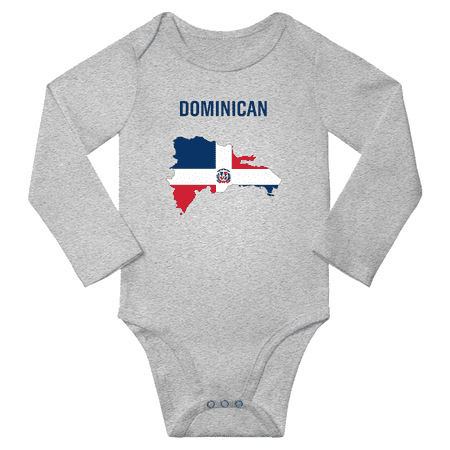 

Dominican Flag Map Baby Long Slevve Bodysuits (Gray 6-12 Months)