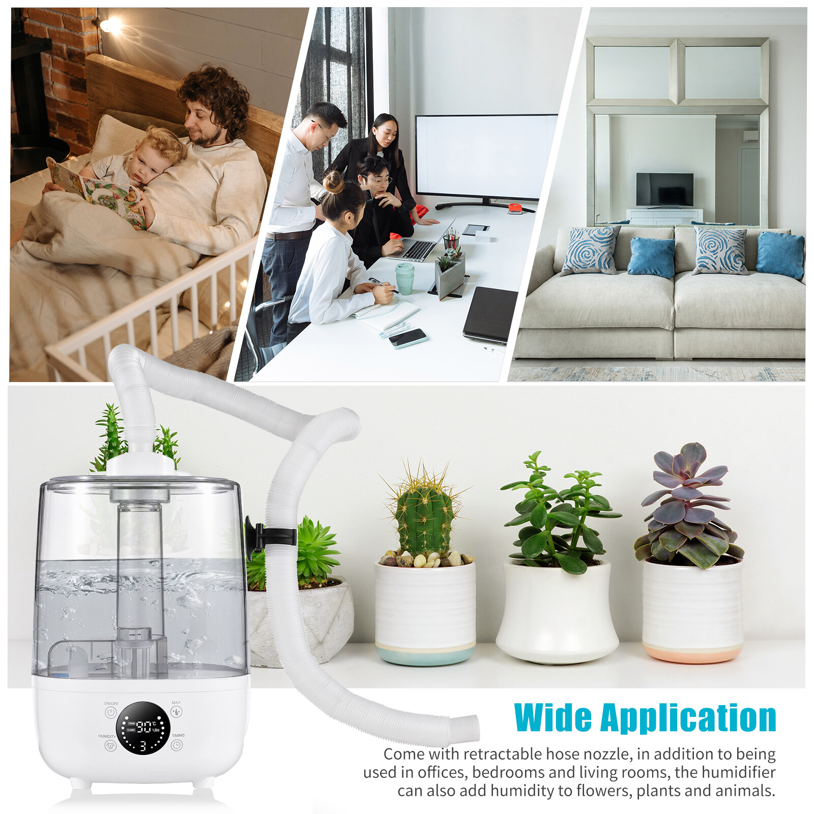 4L Humidifiers for Bedroom Ultrasonic Air Humidifiers Aroma Diffuser Touch Control Buttons with LCD Screen Remote Control Extra Long Hose Nozzle Ultra Quiet Timer 3 Mist Modes Auto Standby