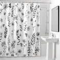 thumbnail image 2 of Gray Floral Leaf Shower Curtain, Watercolor Eucalyptus Botanical Spring Waterproof Shower Curtain Set with 12 Hooks Lightweight Bath Curtains Fabric Bathroom Decor 36x72 Inches, 2 of 9