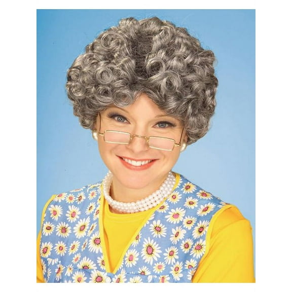 Granny Grandma Gray Hair Wig Elderly Role Play Themed Party Costume Accessory