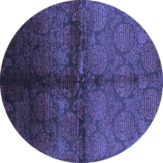 Ahgly Company Indoor Round Oriental Blue Industrial Area Rugs, 6' Round
