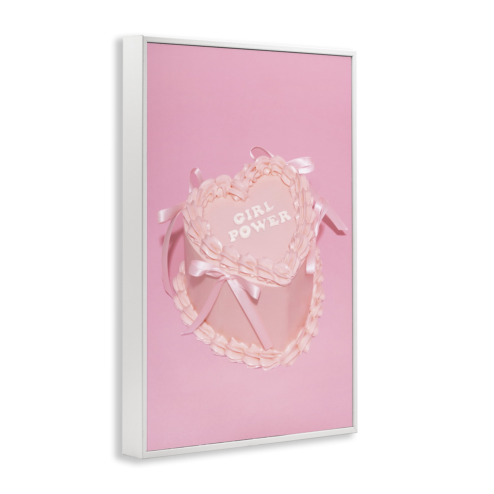 Stupell Industries Pink Girl Power Cake Food & Beverage Painting White Framed Art Print Wall Art, 16 x 24