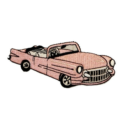 Cadillac Classic Car - ID 0144 Pink Cadillac Car Patch Classic 50's Embroidered Iron On Applique