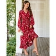 thumbnail image 3 of Casual V Neck Boho Floral Print Wedding Guest Maxi Dresses for Women Bohemian Flowy Maxi Dress, 3 of 5