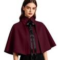 thumbnail image 2 of LEKWK Victorian Gothic Short Cape Women Renaissance Medieval Steampunk High Collar Capelet Tie Front Halloween Cosplay Themed Party Fancy Dress, 2 of 5