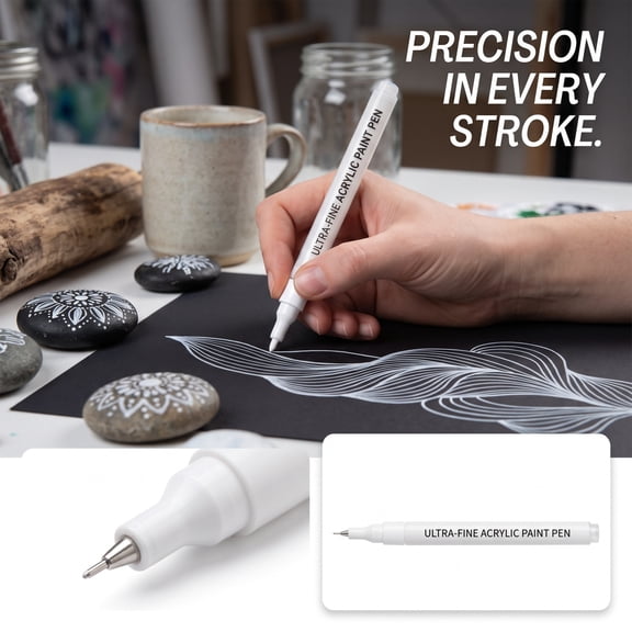 Extra Fine Acrylic Paint Pen 0.7Mm Paint Marker for Rock Painting Ceramic Glass Wood Canvas DIY Craft Art Supplies Waterproof Permanent ink Marker