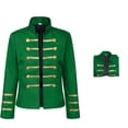thumbnail image 2 of Sexlip Women Stand Collar Military Style Blazer Jacket Double Row Gold Stripe Button Decor Cropped Long Sleeve Costume Outer Coat For Party Stage Green XXL, 2 of 6