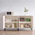 thumbnail image 4 of SinCiDo Buffet Cabinet with Storage, 92.63" W Wooden Arched Sideboard Cabinet with/Adjustable Shelf, Fluted Accent Cabinet for Dining Room, Kitchen, 4 of 8