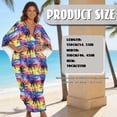 thumbnail image 7 of Xixirimido Colorful Paint Palm Trees Print Womens Plus Size Kaftan Dress V Neck Batwing Sleeve Beach Cover Up Swimsuit Coverups Summer Lounge Caftan Dress, 7 of 7