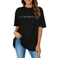 thumbnail image 1 of JIRNDf Hauts pour Femmes Tendance d'Été T-Shirts Surdimensionnés à Imprimé de Lettres Col Rond Manches Courtes Manches Courtes Décontracté Ample Sport Décontracté Uni Adolescentes Jolis T-Shirts Graphiques pour Femmes Chemises Noir TG, 1 of 4
