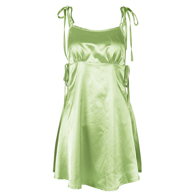 xiaxaixu Robe Mini Aguichant en Satin pour Femme, Dos Nu, Sans Manches, Courte, Robe d'Été