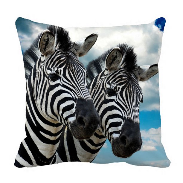 PHFZK African Animal Pillow Case, Funny Zebras against the Blue Sky