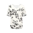 thumbnail image 4 of Puntoco Womens Summer Tops Rolled Short Sleeve V Neck Shirts Casual Dressy Business Work Blouses Outfits, 4 of 4