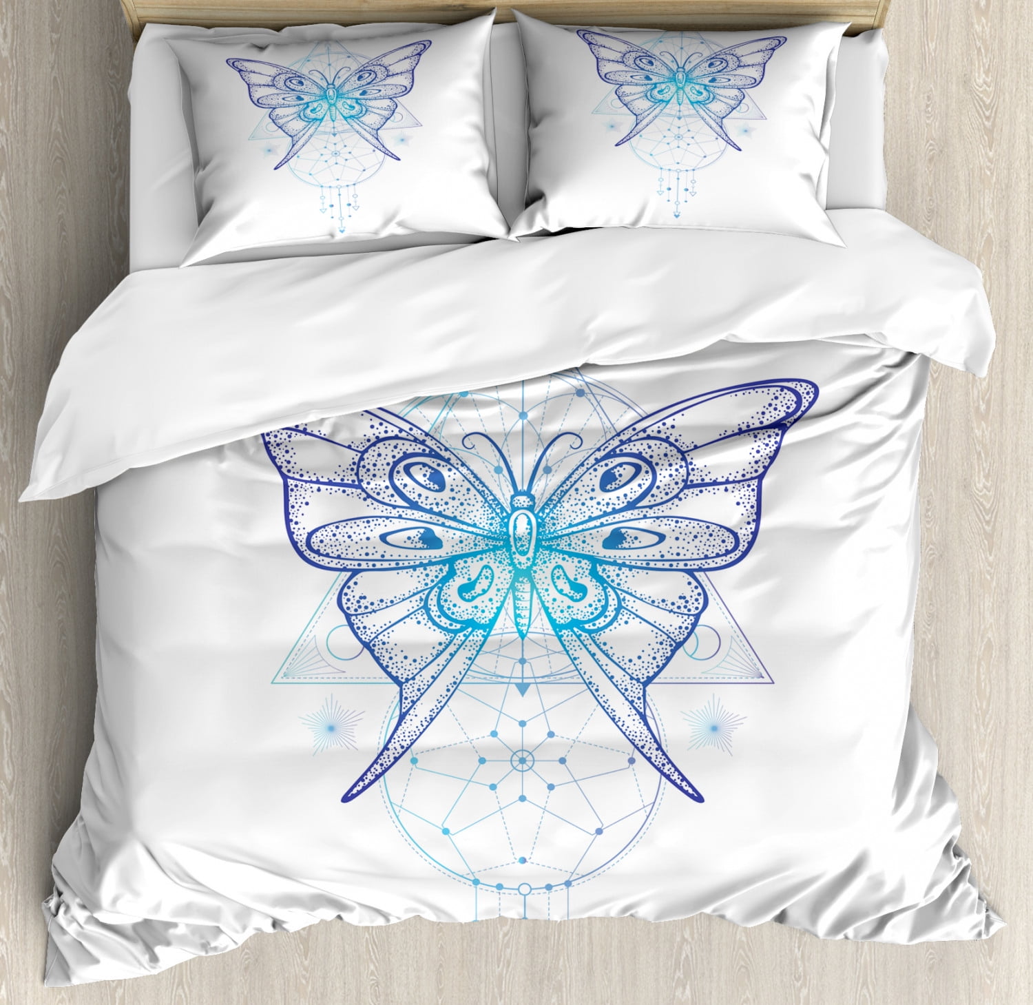 Alchemy Duvet Cover Set Boho Art Vintage Engraved Butterfly Photo Inspiration